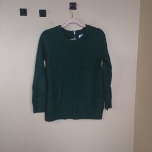Market and Spruce Green Open Knit Crewneck Sweater Size S
